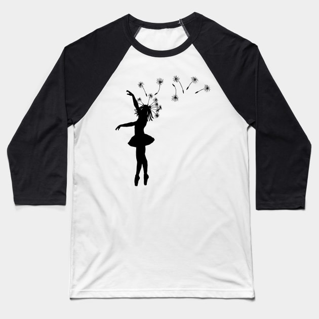 Dandelion Ballerina Baseball T-Shirt by ddtk